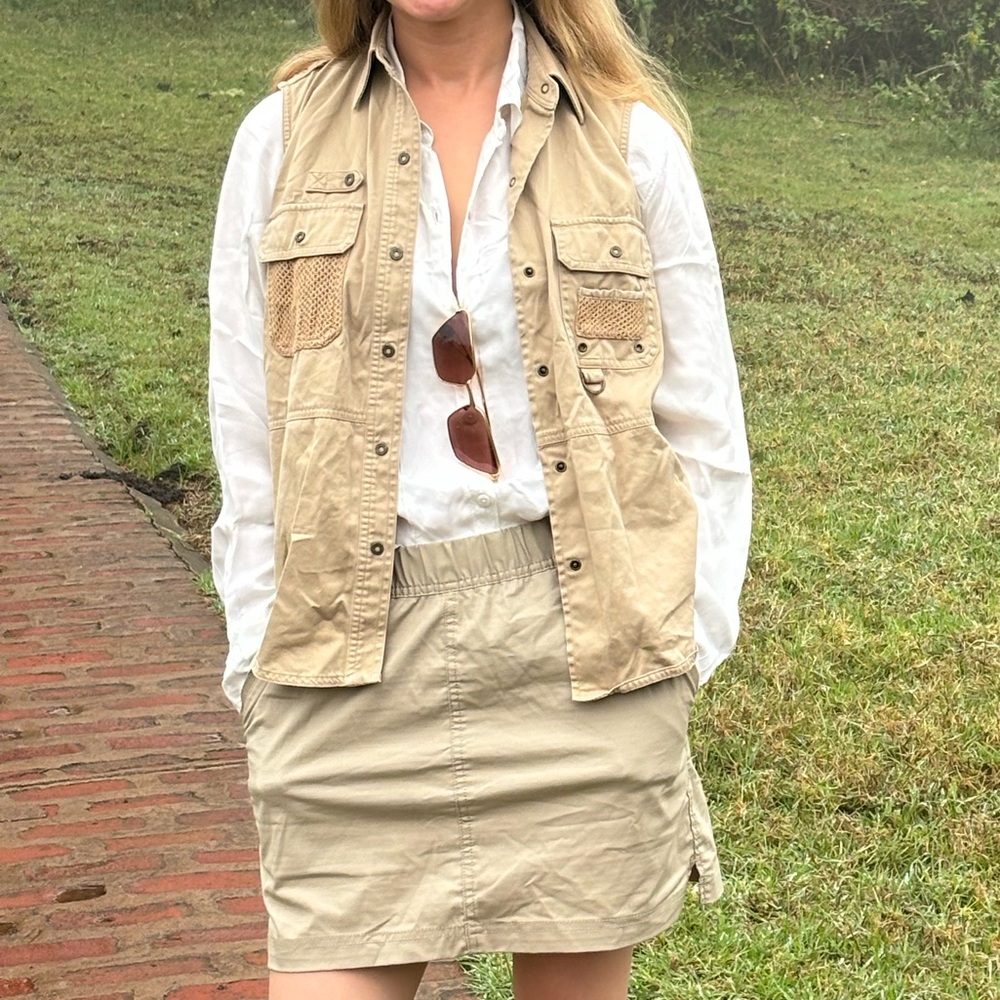 Vintage Ralph Lauren RL Women's Khaki Vest Utility Safari Fishing Cargo Vest